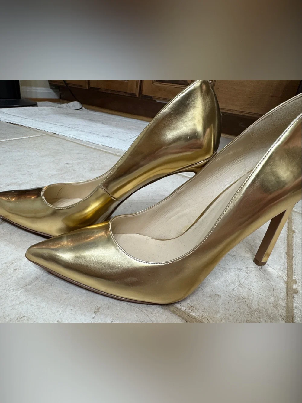 Nine West Metallic Gold Pointed Toe Pumps